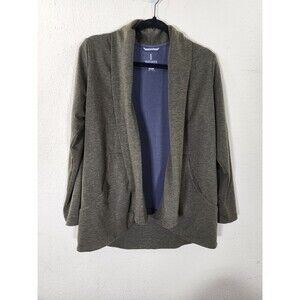 ELEVATE Womens Equinox Knit Cardigan Small Green Wool Blend Open Front Blazer
